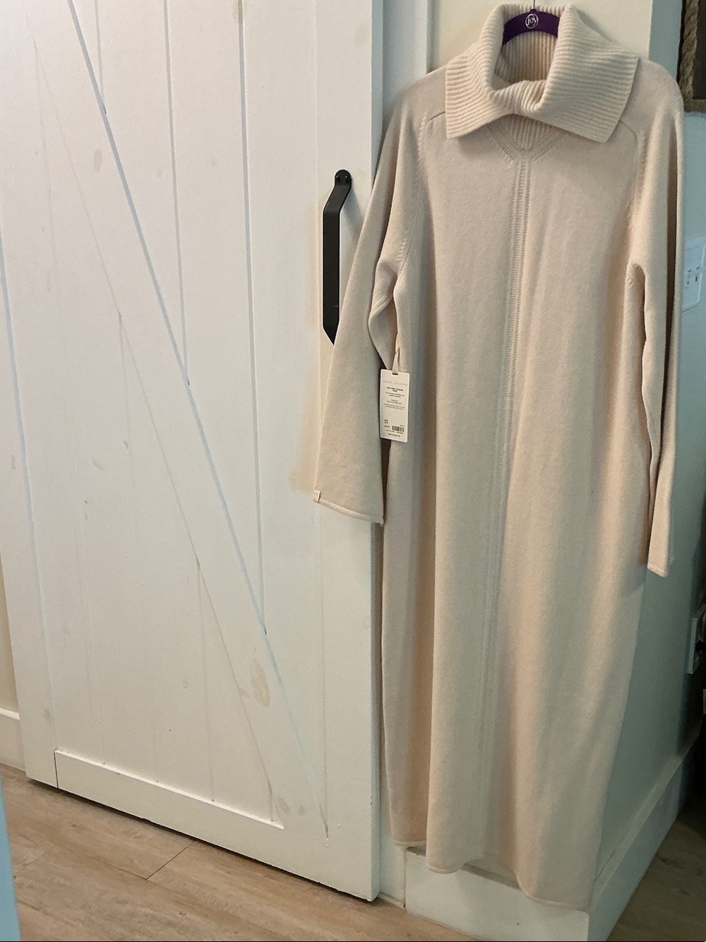 Women's Cream Ribbed Collar Knit Dress - Unknown Brand